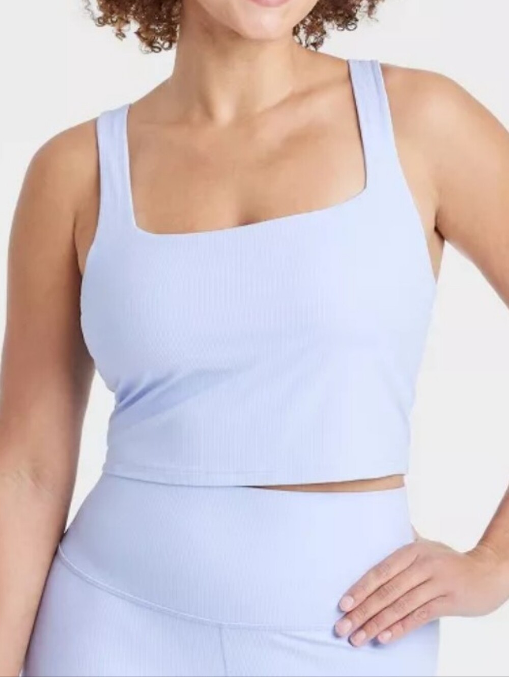 Ribbed Square-Neck Sports Crop Top